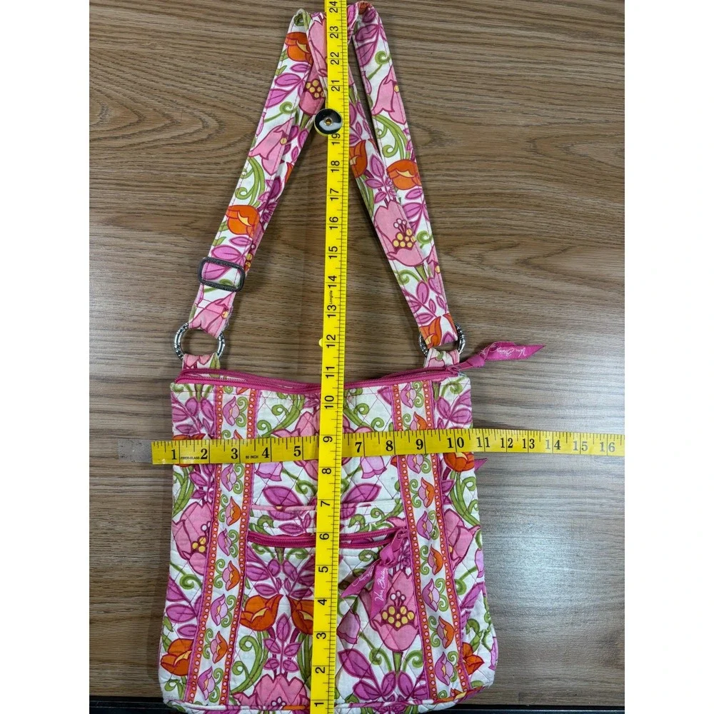 Vera Bradley Quilted Shoulder Bag Floral Pink Tulip Blossom‎ Print Crossbody